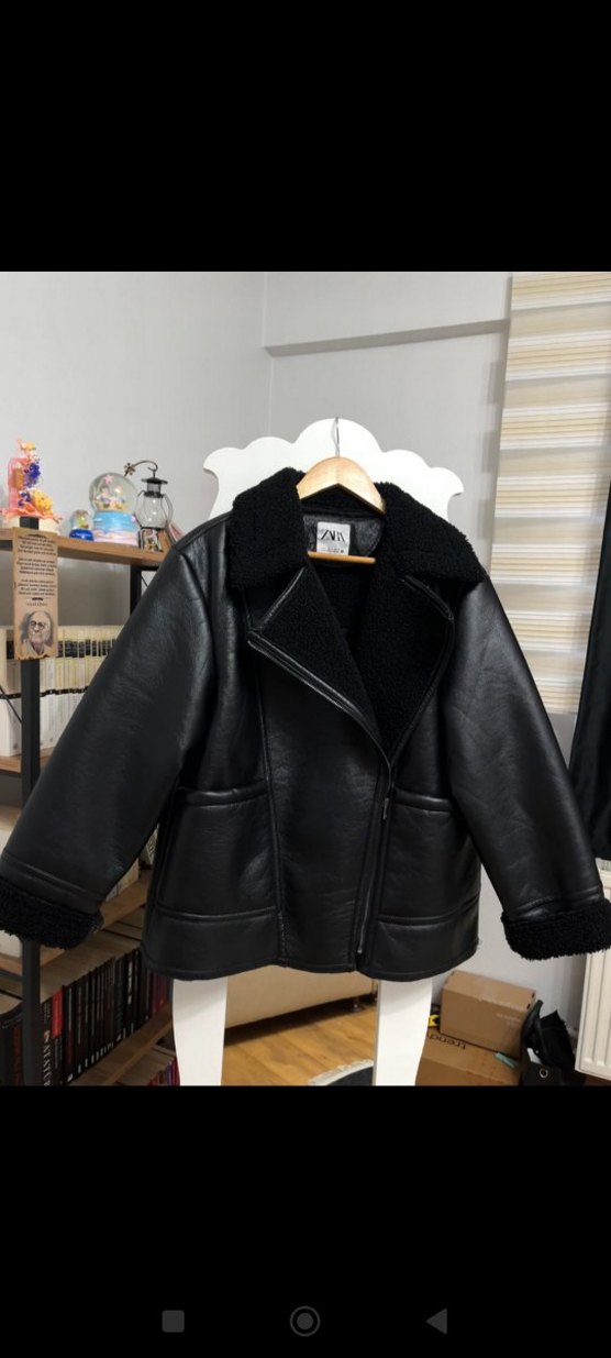 Siyah Kürklü Midi Deri Ceket - Görsel 4