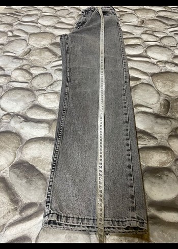 Gri Bol Kesim Midi Kot Pantolon - Görsel 6