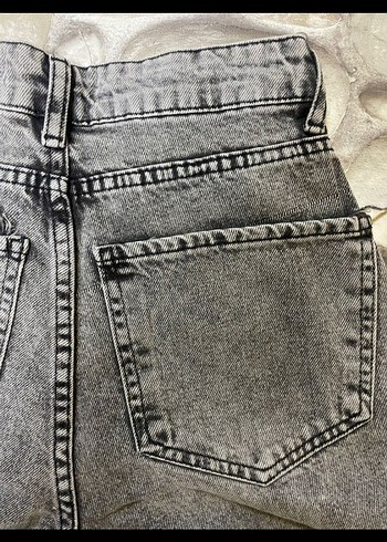 Gri Bol Kesim Midi Kot Pantolon - Görsel 7