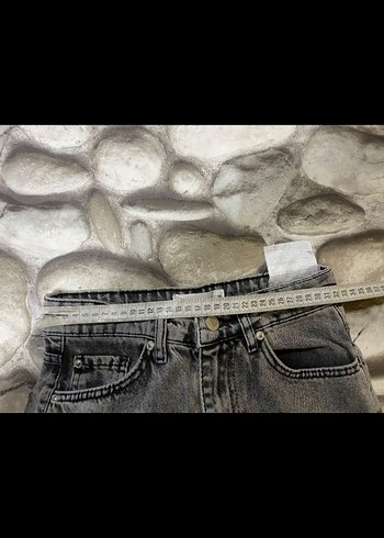 Gri Bol Kesim Midi Kot Pantolon - Görsel 4