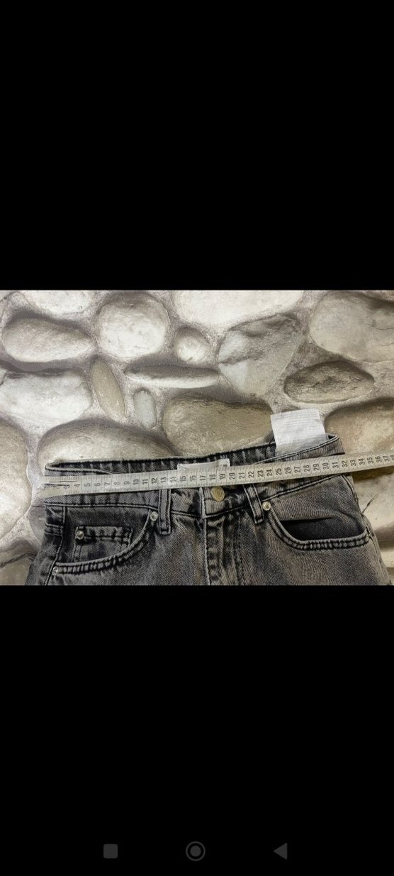 Gri Bol Kesim Midi Kot Pantolon - Görsel 4