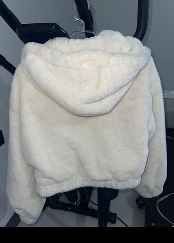 Kürklü Beyaz Kadın  peluş Ceket - Görsel 2