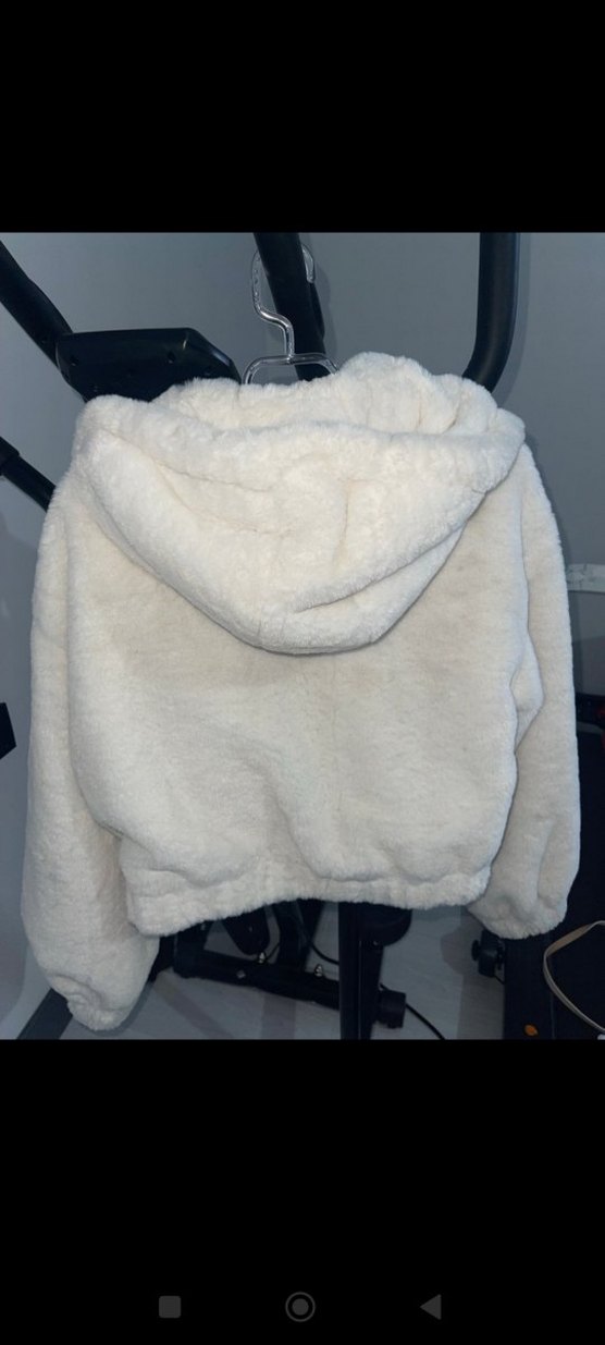 Kürklü Beyaz Kadın  peluş Ceket - Görsel 2