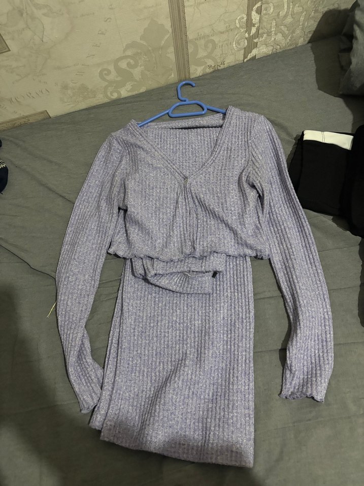 Gri V Yaka Uzun Kollu Triko Kadın Kazak - Görsel 2