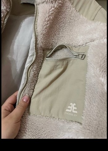 Bej Kadın Midi Boy Peluş Ceket - Görsel 4