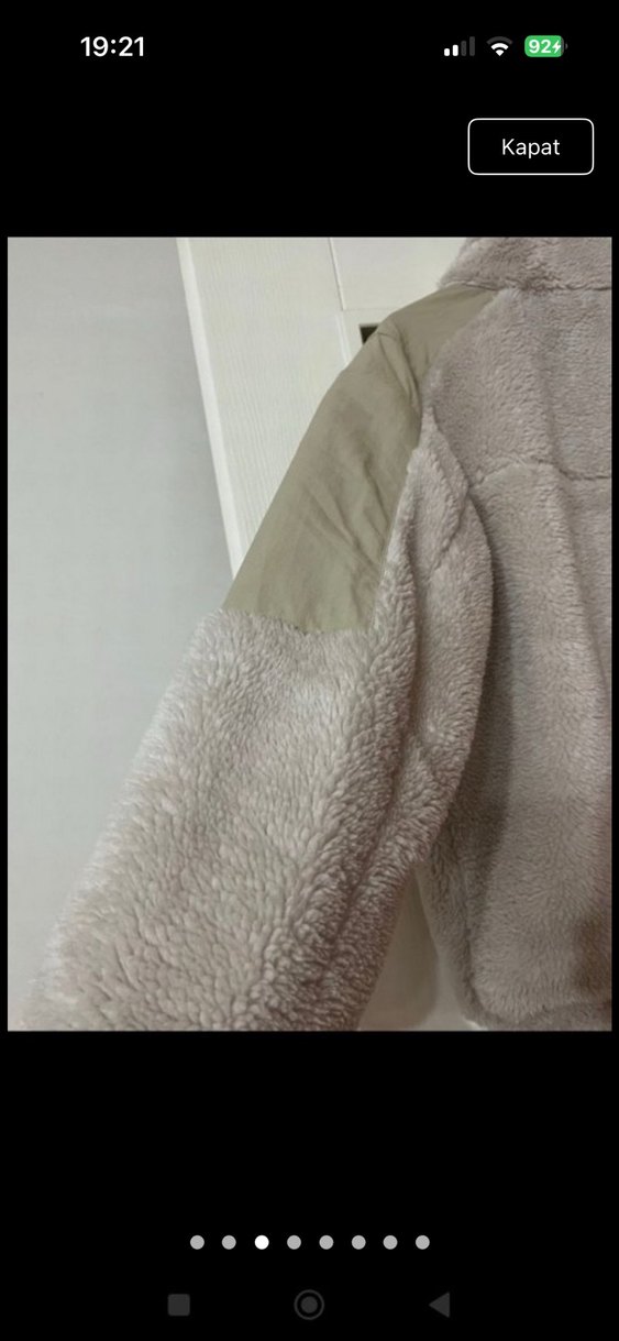 Bej Kadın Midi Boy Peluş Ceket - Görsel 3