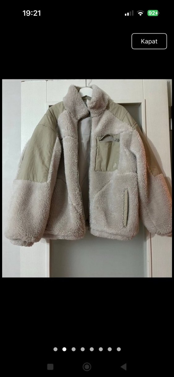 Bej Kadın Midi Boy Peluş Ceket - Görsel 2