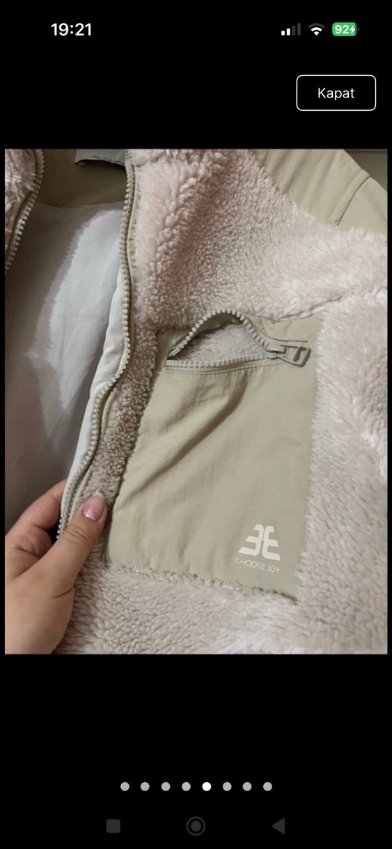 Bej Kadın Midi Boy Peluş Ceket - Görsel 4