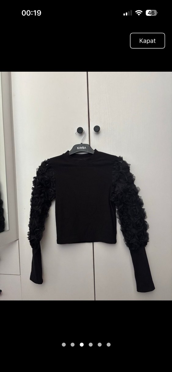 Uzun Kollu Siyah Gotik Fırfırlı Bluz - Görsel 3