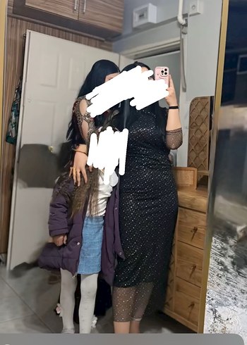 Uzun Kollu Drapeli Siyah Gece Elbisesi - Görsel 2