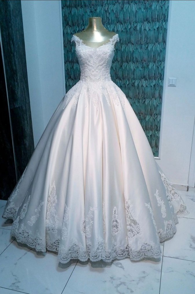 Fransız Dantelli Saten Gelinlik - Görsel 2