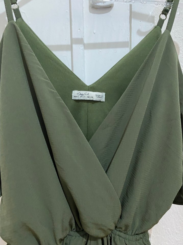 Kadın Haki Midi Askılı Tulum - Görsel 3