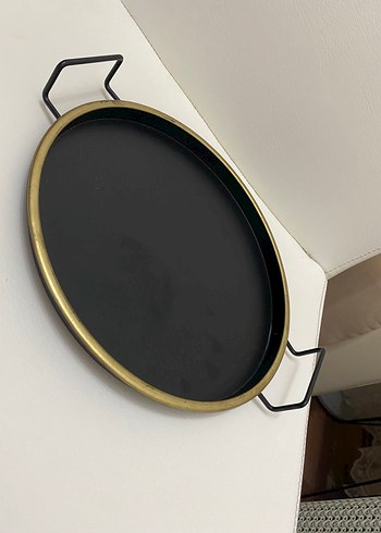 Siyah Yuvarlak Metal Tepsi - Görsel 2