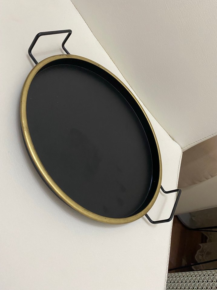 Siyah Yuvarlak Metal Tepsi - Görsel 2