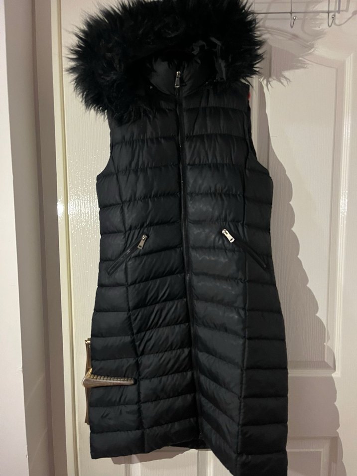 Siyah Kürklü Kadın Uzun Yelek - Görsel 2