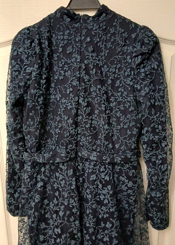 Lacivert Uzun Kollu Abiye Elbise - Görsel 6