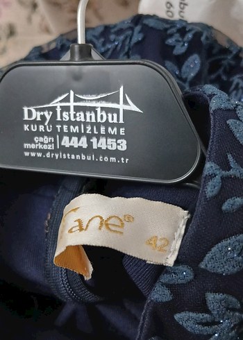 Lacivert Uzun Kollu Abiye Elbise - Görsel 7