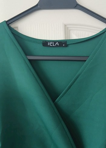 Yeşil Drapeli Mini Kalem Elbise - Görsel 6