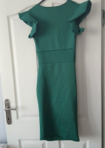 Yeşil Drapeli Mini Kalem Elbise - Görsel 7