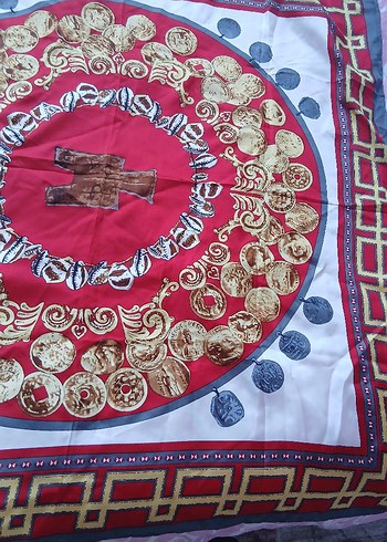 Bordo Zincir Detaylı Bohem Kadın eşarp - Görsel 3