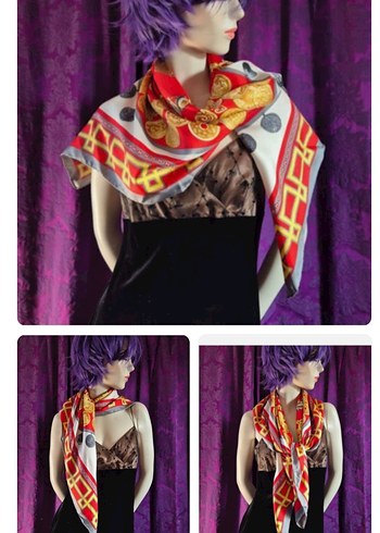 Bordo Zincir Detaylı Bohem Kadın eşarp - Görsel 7