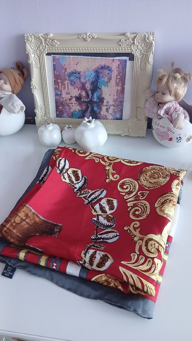 Bordo Zincir Detaylı Bohem Kadın eşarp - Görsel 5