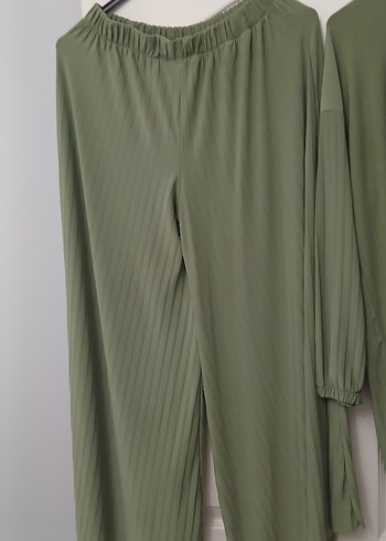 Kadın Haki Pliseli Uzun Salaş Takım - Görsel 5