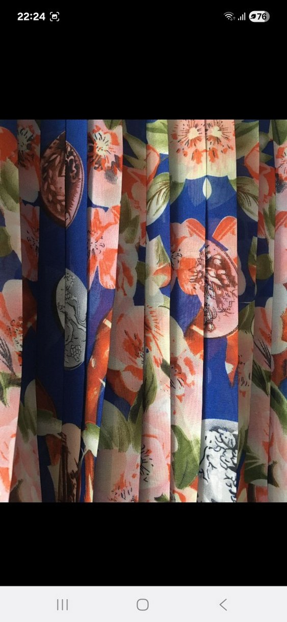 Renkli Desenli Piliseli midi Kadın Etek - Görsel 3