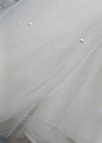 Beyaz Nakışlı Klasik Kız Çocuk Elbisesi - Görsel 7