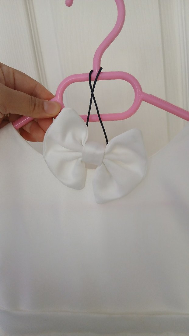 Beyaz Nakışlı Klasik Kız Çocuk Elbisesi - Görsel 5