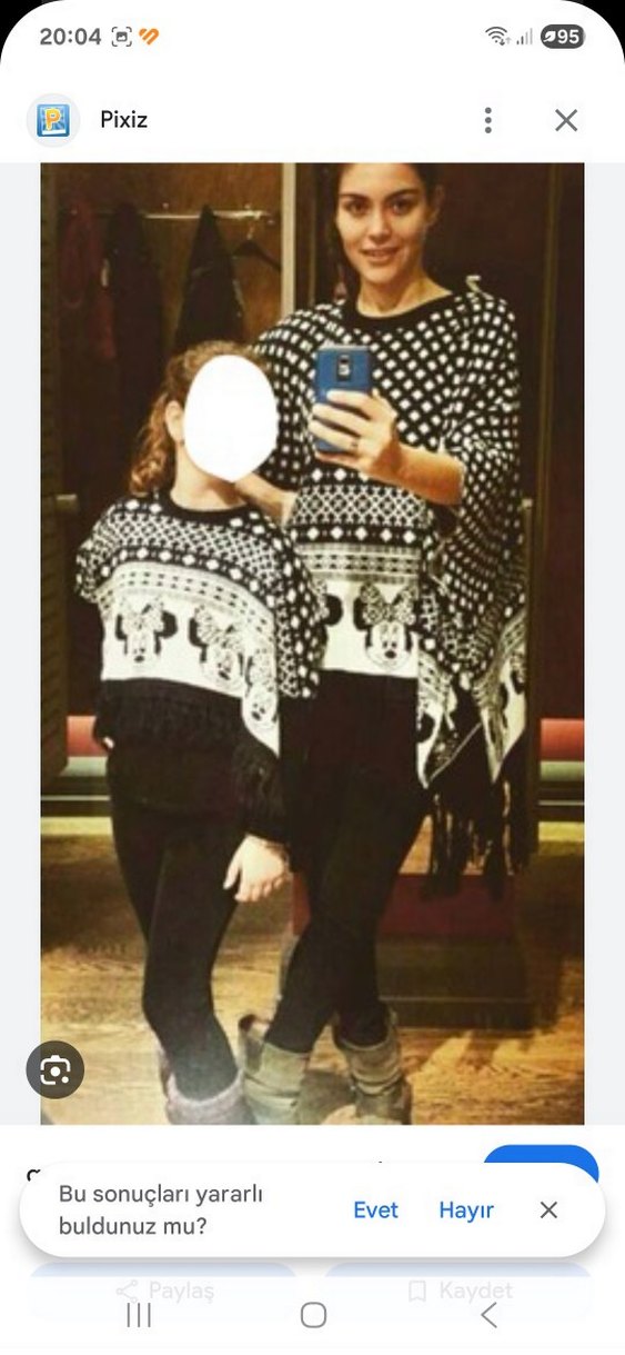 Bohem Desenli Gri-Beyaz Örgü cocuk panço - Görsel 4