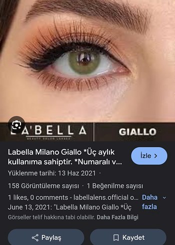 LABELLAMAFIA Giallo Milano Serisi Gri Kontakt Lens