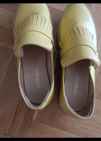 Sarı Deri Püsküllü Kadın Loafer - Görsel 5