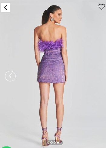 Deep Atelier Payetli Mini Mor Straplez Abiye Elbise - Görsel 2