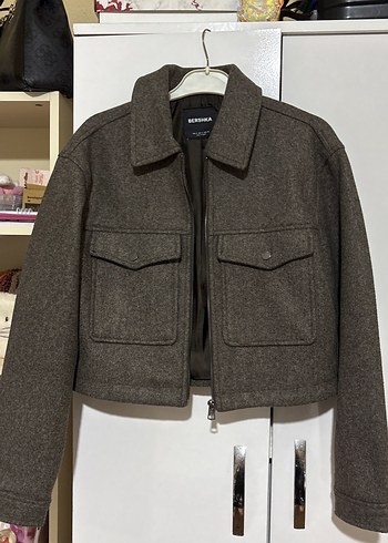 Bershka Kahverengi Melanj Yumusak Kumasli Kisa Ceket