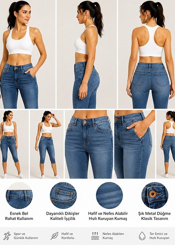 LC Waikiki Mavi Denim Kisa Pantolon Kapri