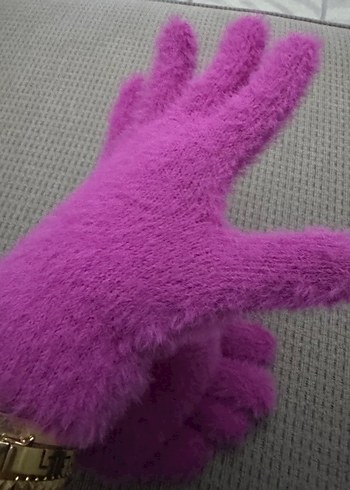 Pembe Kız Çocuk Örgü Eldiven - Görsel 3