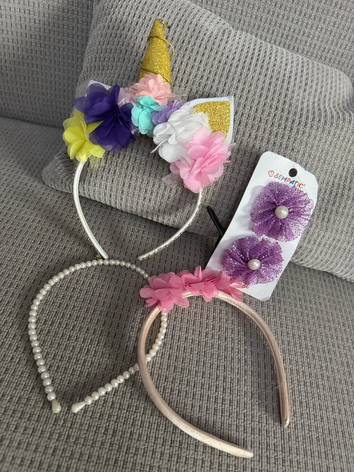 Çiçekli Elastik Çocuk Saç Bantları ve Tokalar - Görsel 3