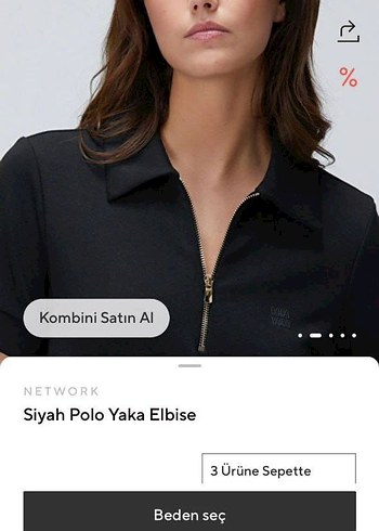 l Beden Etiketli Network elbise