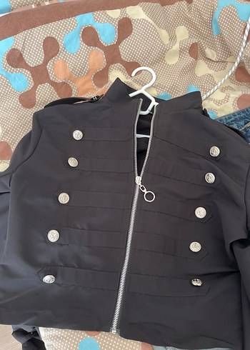 Zara Askeri Tarz Siyah Kisa Ceket