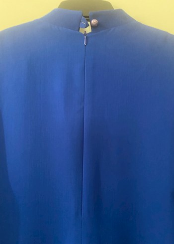 Mavi Uzun Kollu Saten Tunik - Görsel 5