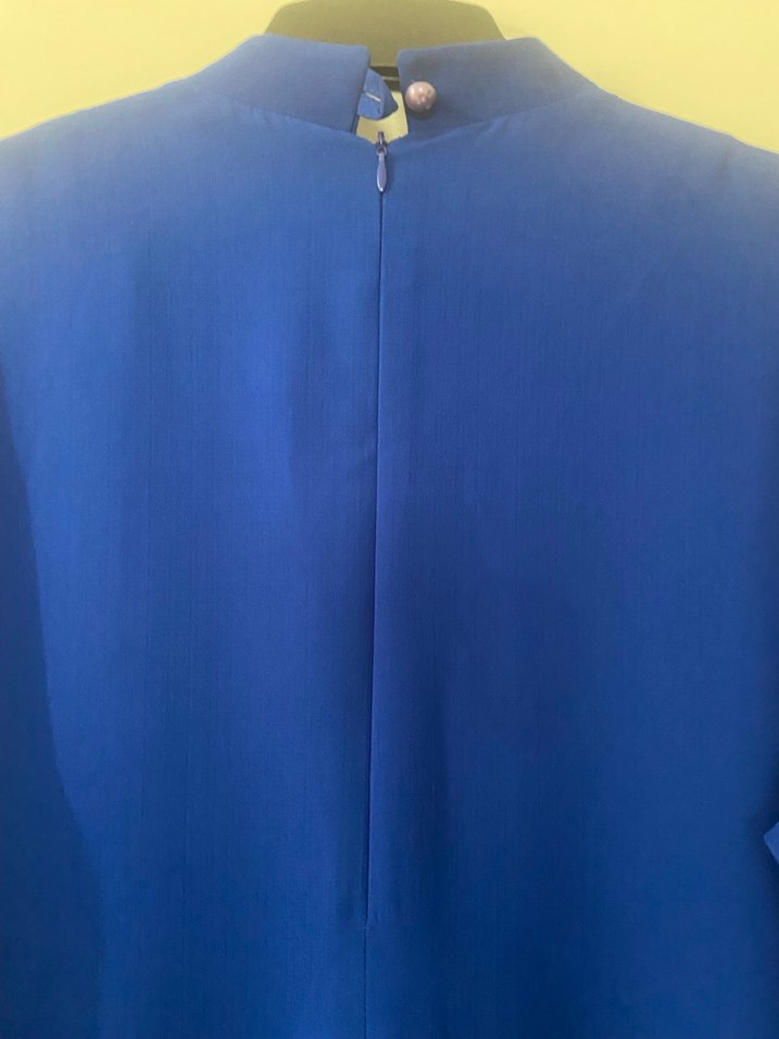 Mavi Uzun Kollu Saten Tunik - Görsel 5