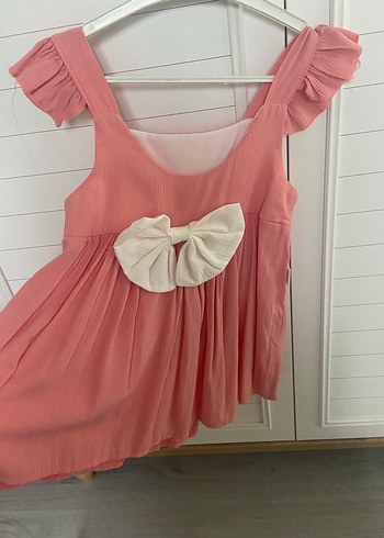 Pembe Kız Çocuk Keten Elbise - Görsel 2