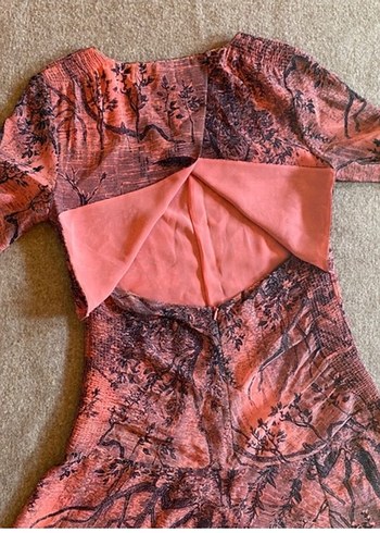 s Beden Bordo Batik Desenli Uzun Salaş Elbise