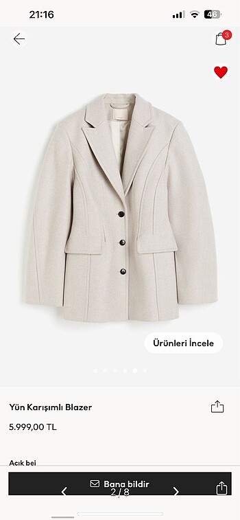 H&M H&M yün ceket