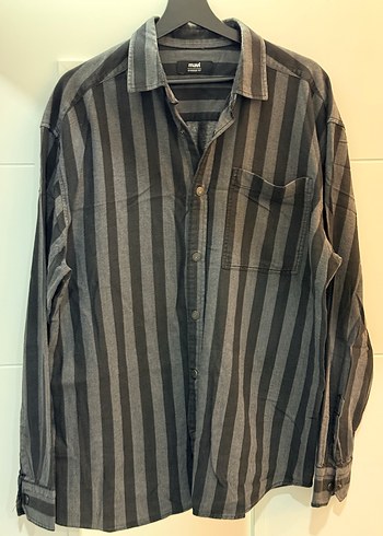 Mavi Jeans Gri Siyah Cizgili Rahat Gomlek