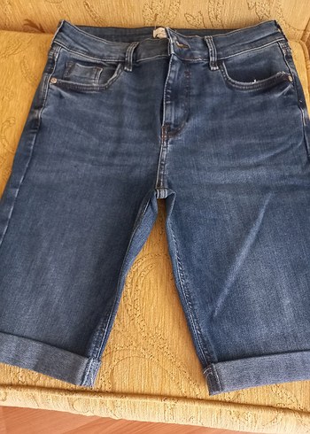 River Island Koyu Mavi Denim Bermuda Sort