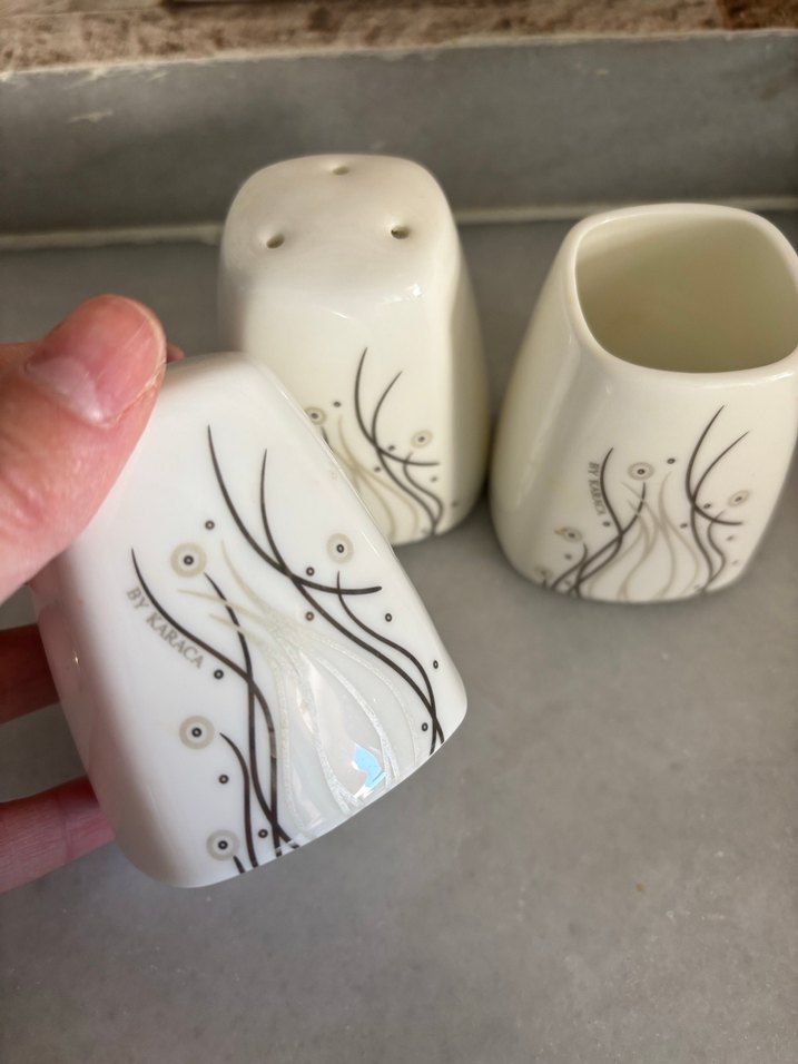 Beyaz Gri Desenli Baharatlık Seti - Görsel 2