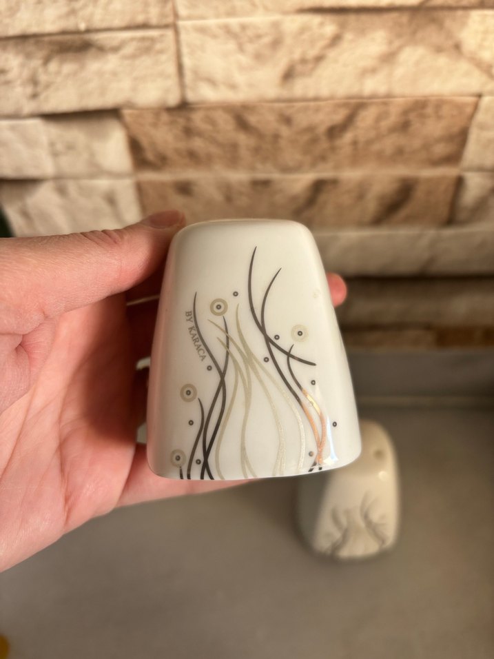 Beyaz Gri Desenli Baharatlık Seti - Görsel 4