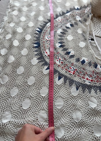 Nakışlı Beyaz Örgü Bohem Kadın Pareo ve şapka - Görsel 8